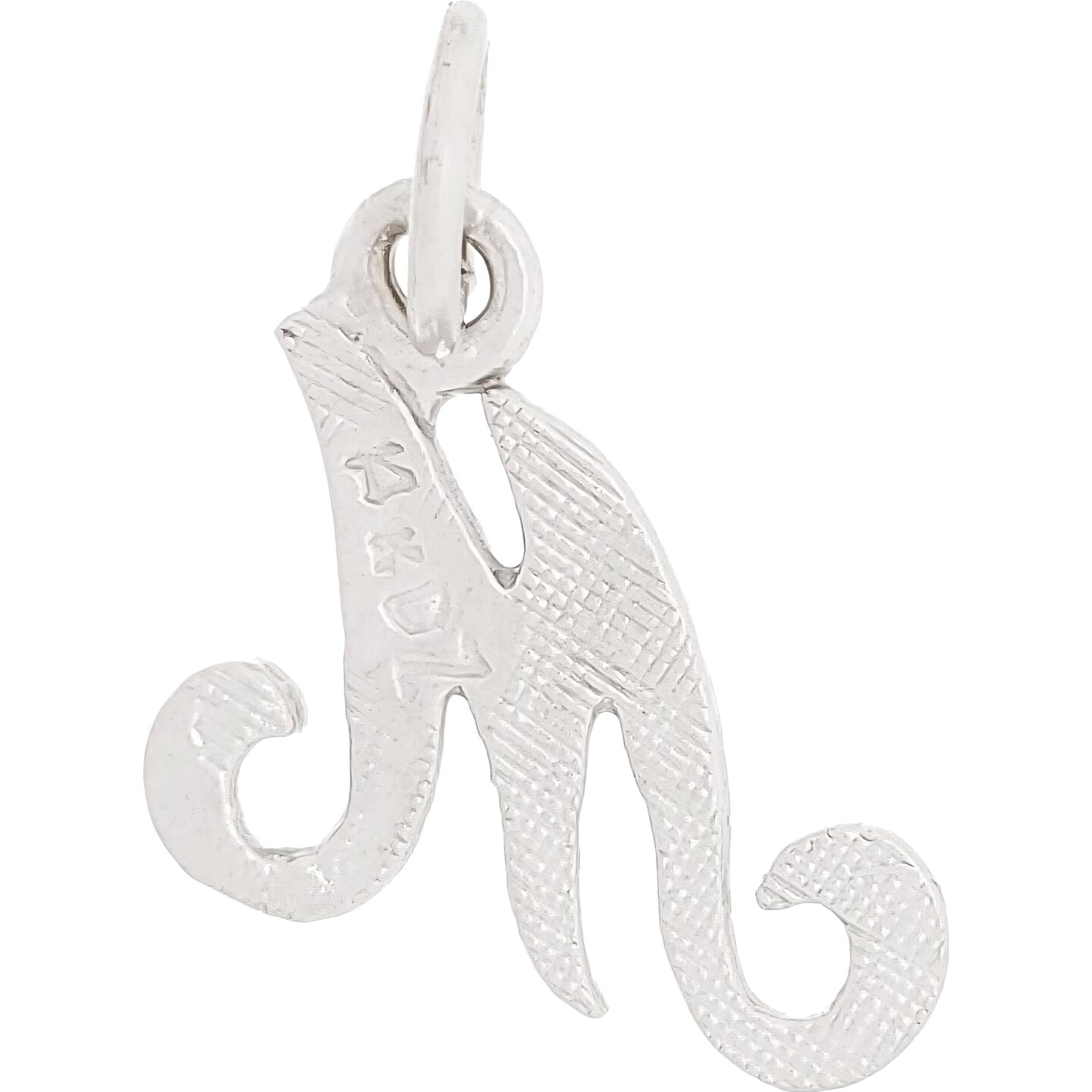 Cursive Letter &#x22;M&#x22; Charm 14k White Gold 13.5mm