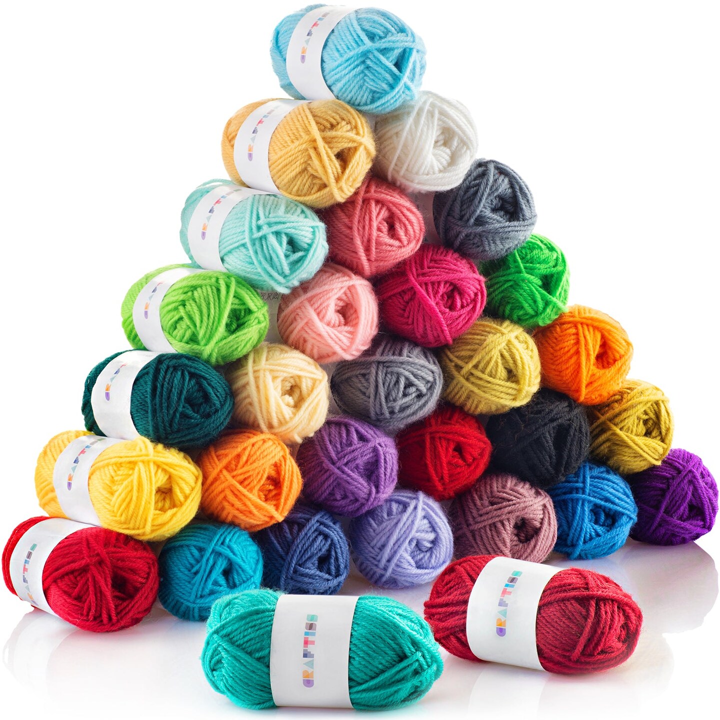 30 Acrylic Yarn Skeins Unique Colors - Bulk Yarn Kit - 1300 Yards - Perfect  for Any Mini Project