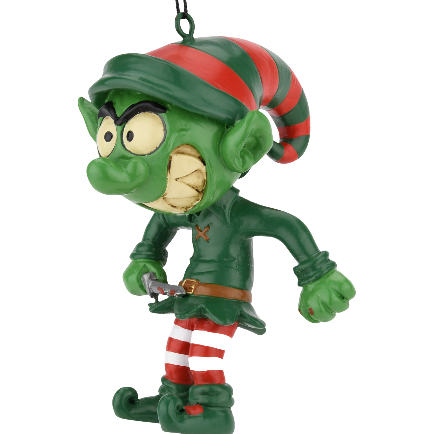 Evil Elf with Bloody Knife Halloween - Christmas Ornament