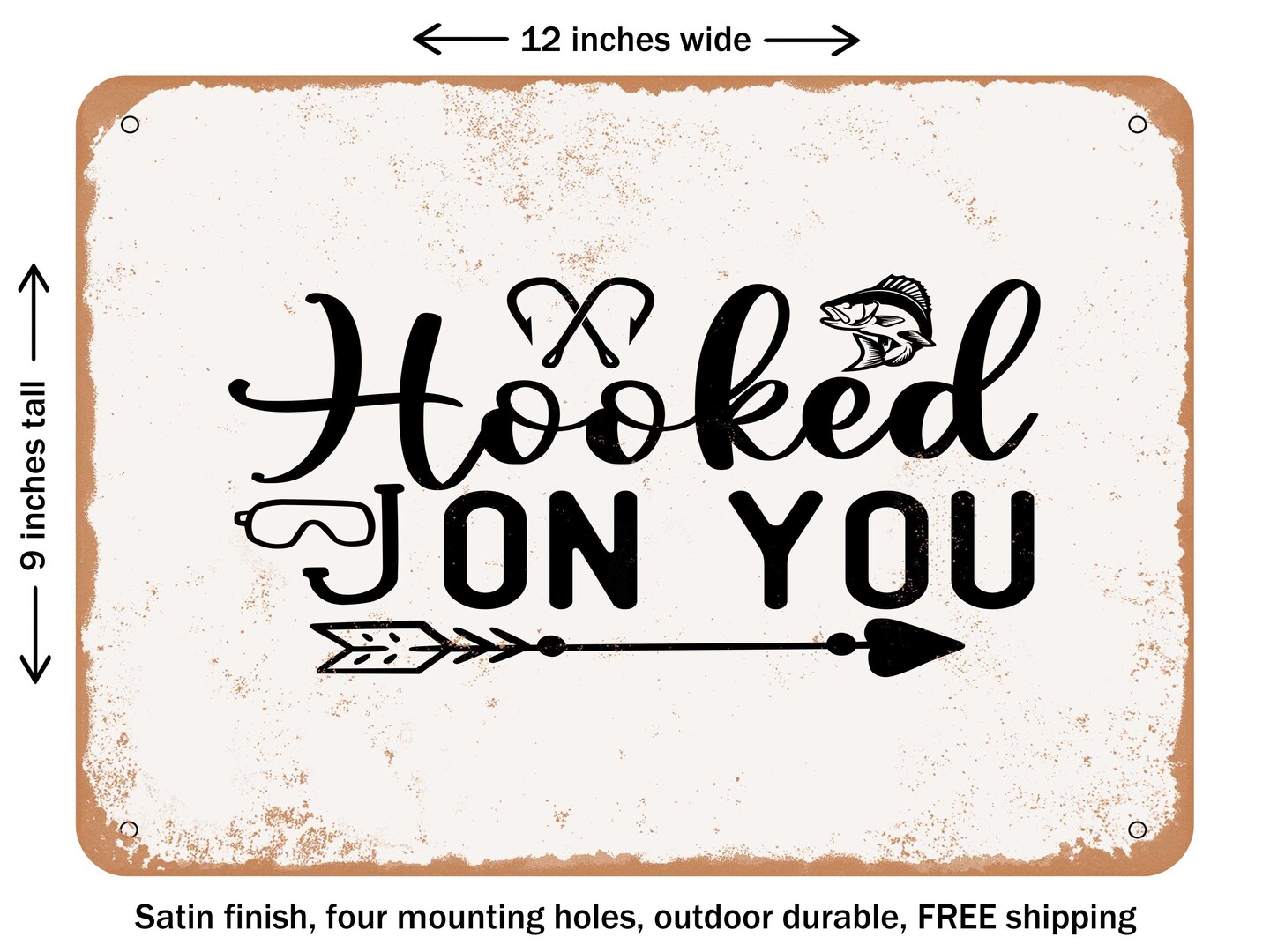 Decorative Metal Sign Hooked On You Vintage Rusty Look Michaels 1025