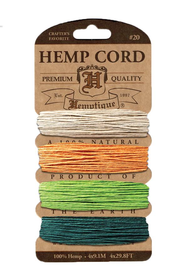 Hemptique 1mm #20 Hemp Cord Card Set Eco Friendly Sustainable Naturally Grown Jewelry Bracelet Making Paper Crafting Scrapbooking Bookbinding Mixed Media Crocheting Macrame Seasonal Holiday Gift Wrapping Outdoor Gardening
