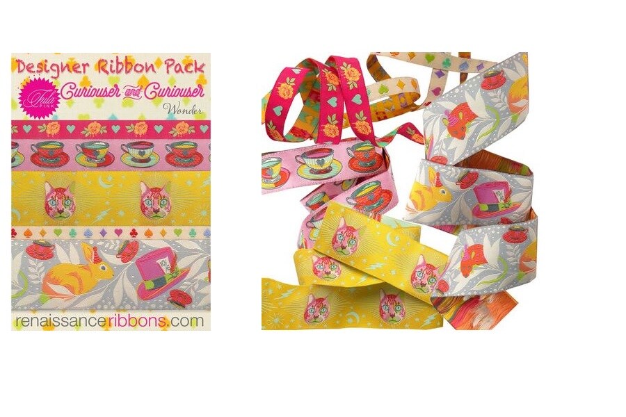 Curiouser and Curiouser Wonder Tula Pink Ribbon Pack – Strawberry