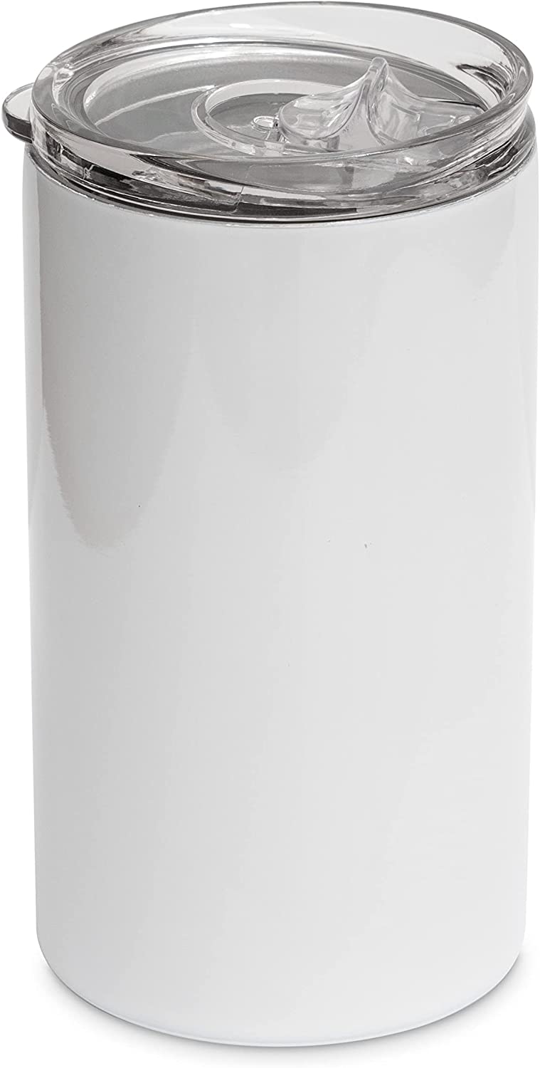 makerflo 12 oz Straight Wine Sublimation Blank Tumbler with Splash Proof  Lid , DIY Gifts, 1 Pc, White Color 