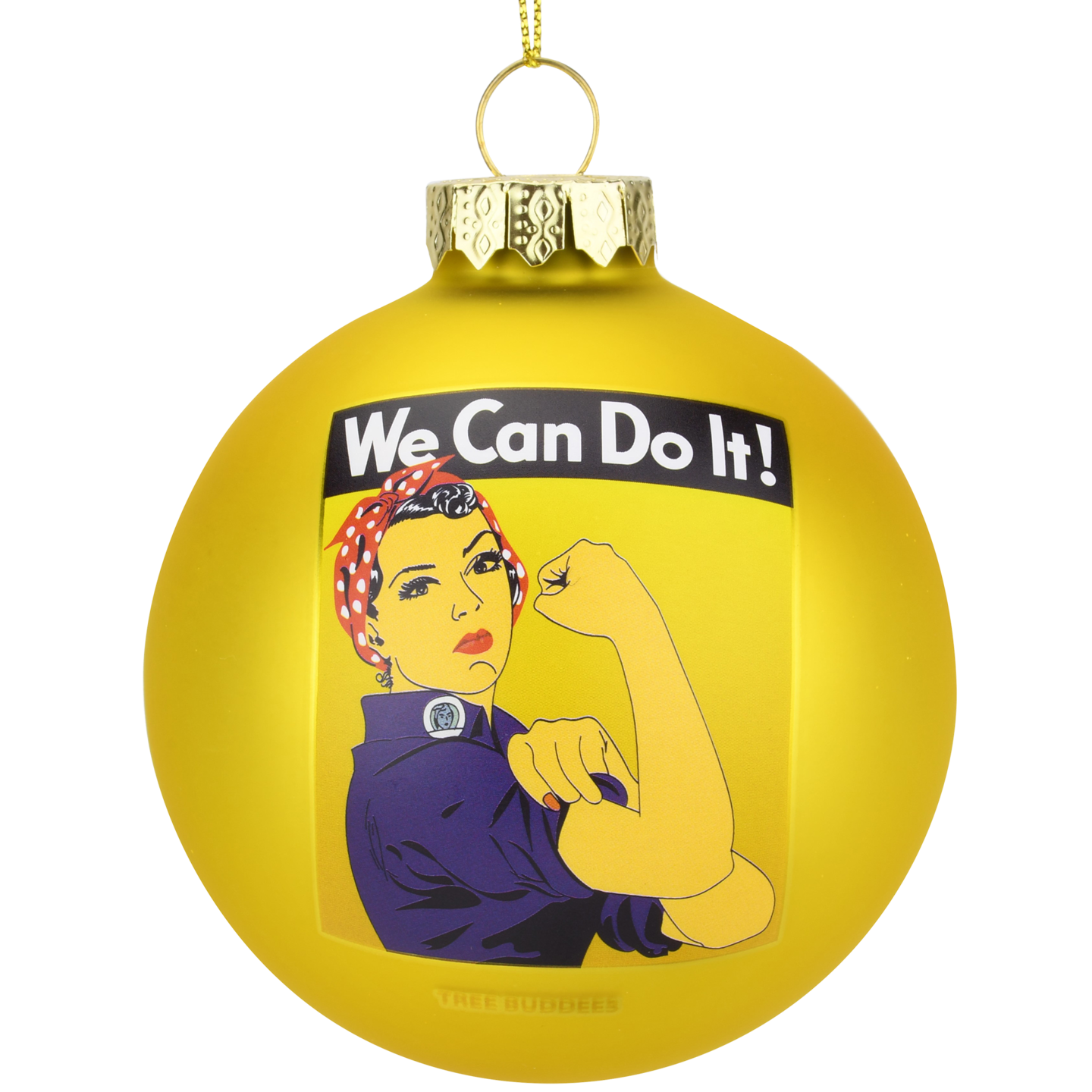 Rosie The Riveter - We Can Do It Glass Christmas Ornament