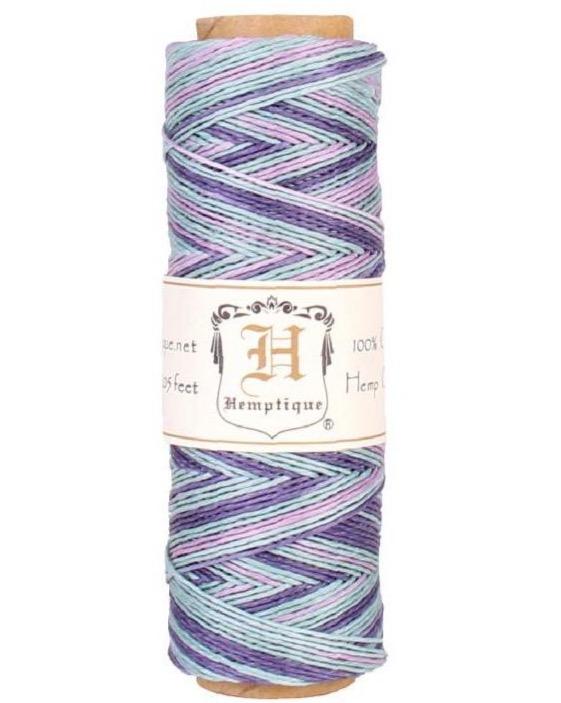 Hemptique 0.5mm #10 Variegated Hemp Cord Spools Eco Friendly Sustainable Naturally Grown Jewelry Bracelet Making Paper Crafting Scrapbooking Bookbinding Mixed Media Crocheting Macrame Seasonal Holiday Gift Wrapping Outdoor Gardening