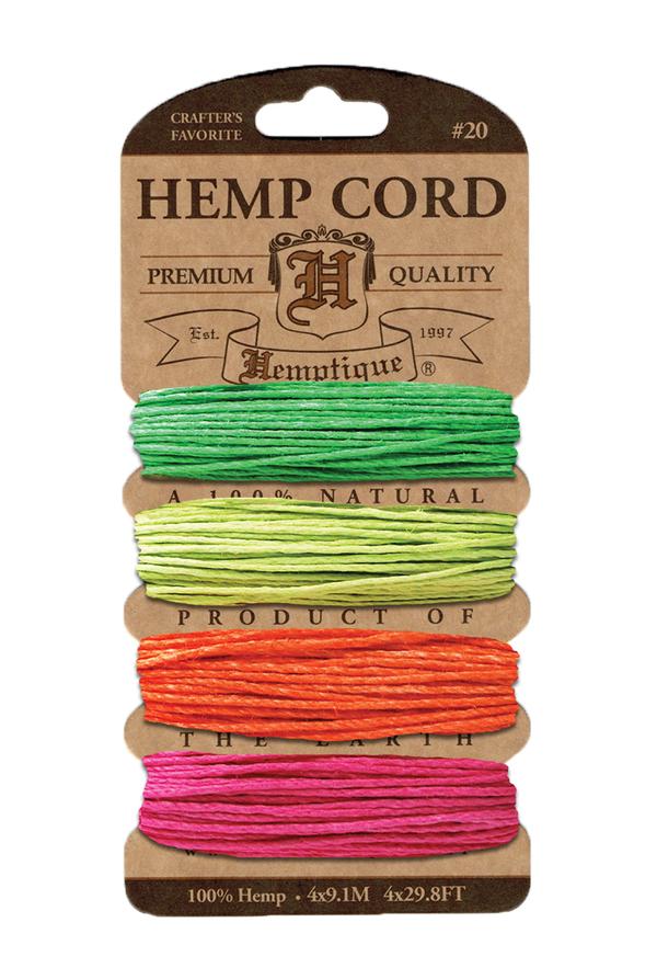 Hemptique 1mm #20 Hemp Cord Card Set Eco Friendly Sustainable Naturally Grown Jewelry Bracelet Making Paper Crafting Scrapbooking Bookbinding Mixed Media Crocheting Macrame Seasonal Holiday Gift Wrapping Outdoor Gardening