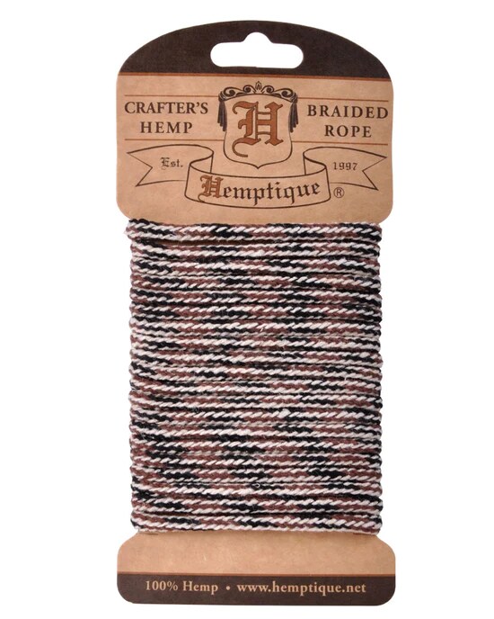 Hemptique 4mm Braided Hemp Rope Cards Eco Friendly Sustainable Naturally Grown Jewelry Bracelet Making Paper Crafting Scrapbooking Bookbinding Mixed Media Crocheting Macrame Seasonal Holiday Gift Wrapping Outdoor Gardening