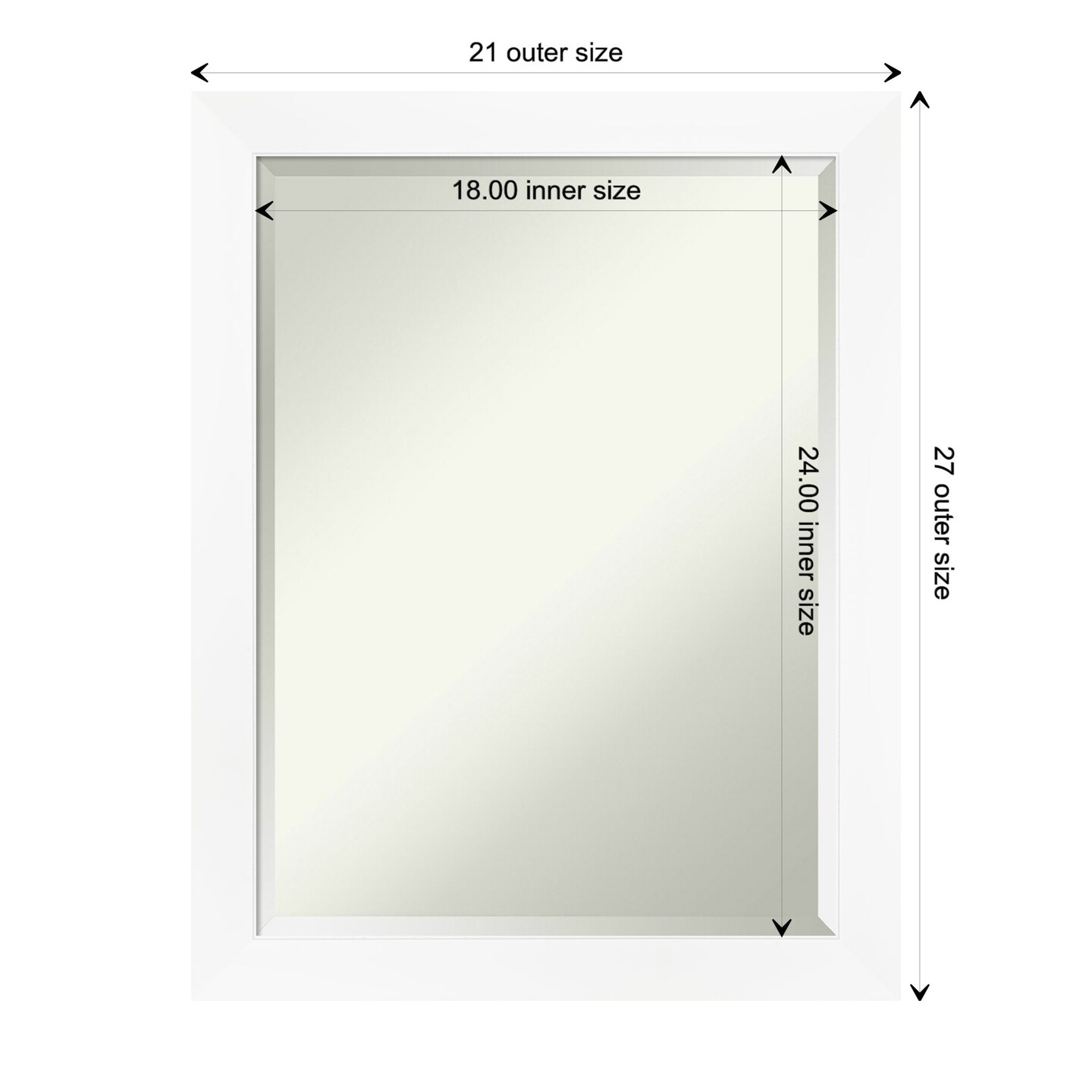 Beveled Bathroom Wall Mirror, Cabinet White Narrow Frame | Mirrors ...