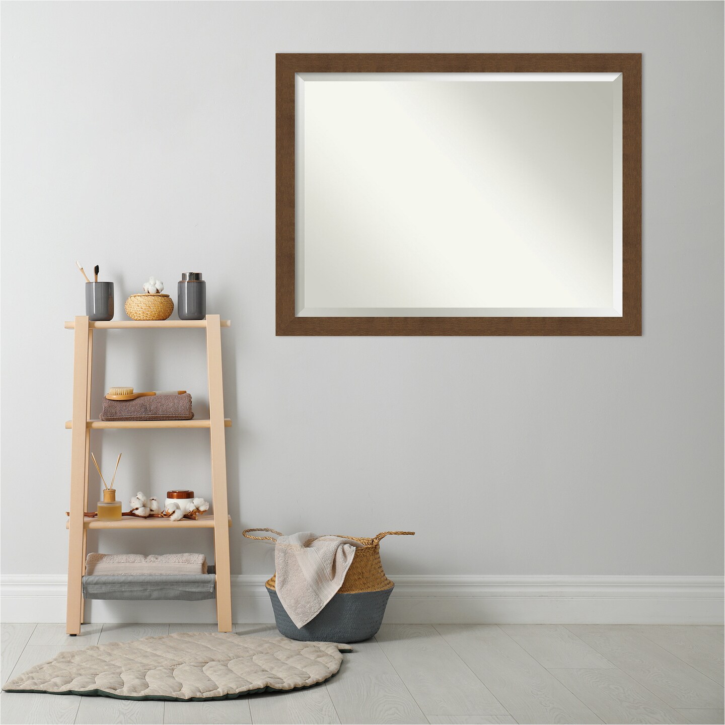 Beveled Wood Bathroom Wall Mirror, Carlisle Frame