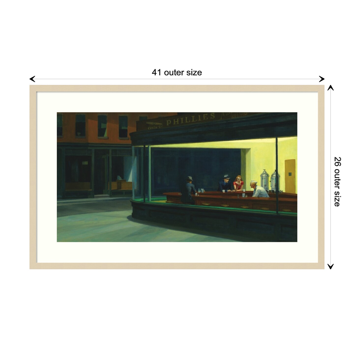 Nighthawks 1942 by Edward Hopper Wood Framed Wall Art Print