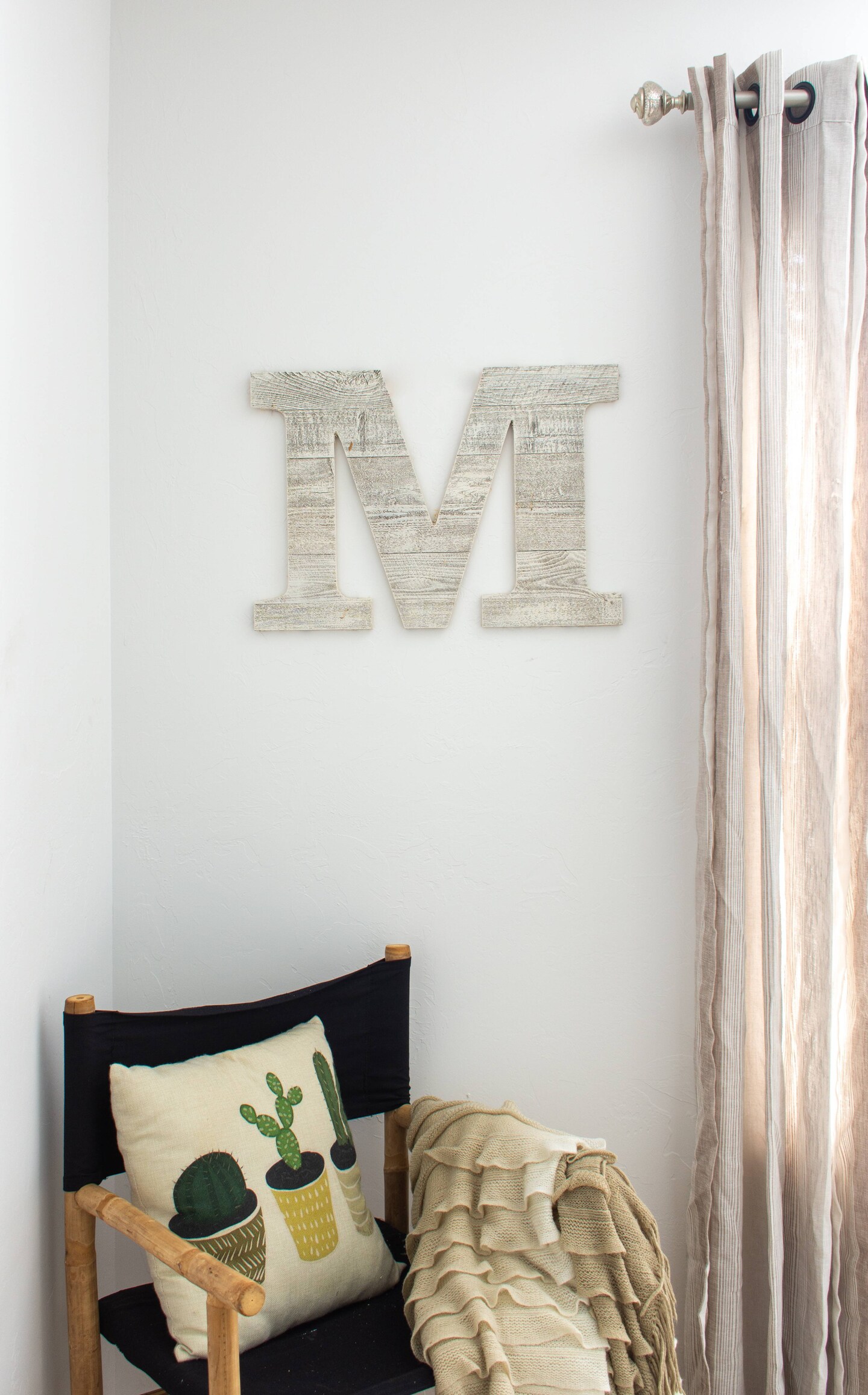 Rustic Farmhouse Large 16" White Decorative Monogram Wood Letter