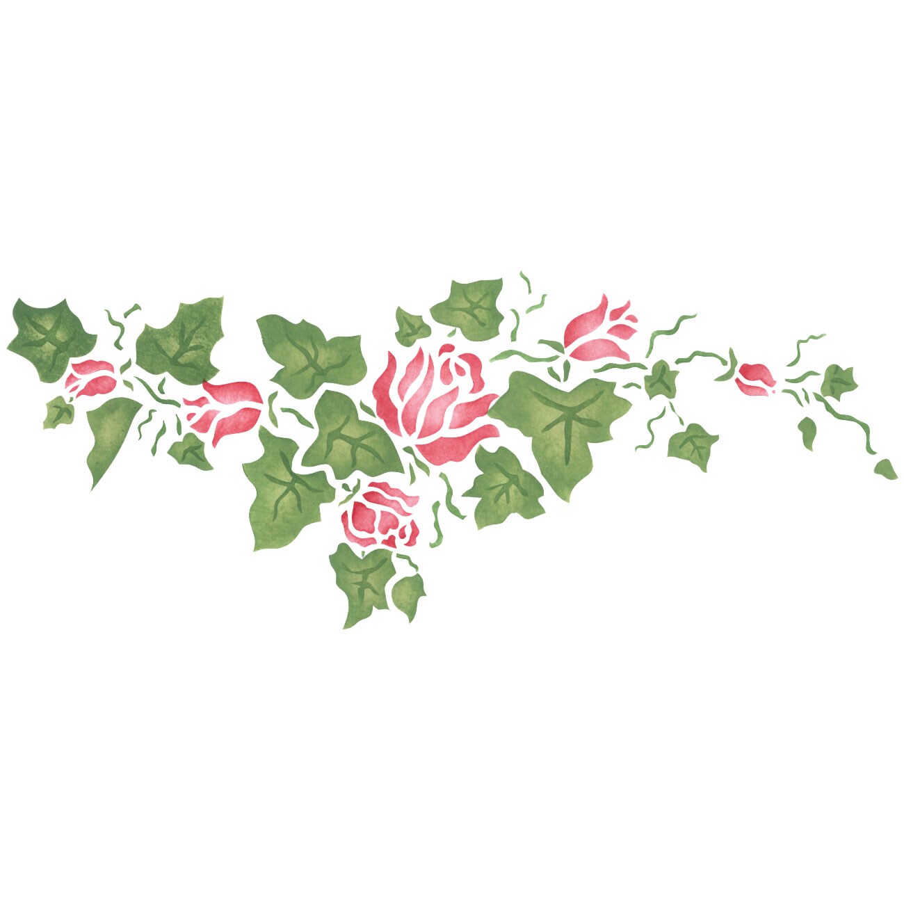 Large Rose Ivy Wall Stencil Border | 040B by Designer Stencils | Floral Stencils | Reusable Art Craft Stencils for Painting on Walls, Canvas, Wood | Reusable Plastic Paint Stencil for Home Makeover | Easy to Use &#x26; Clean Art Stencil