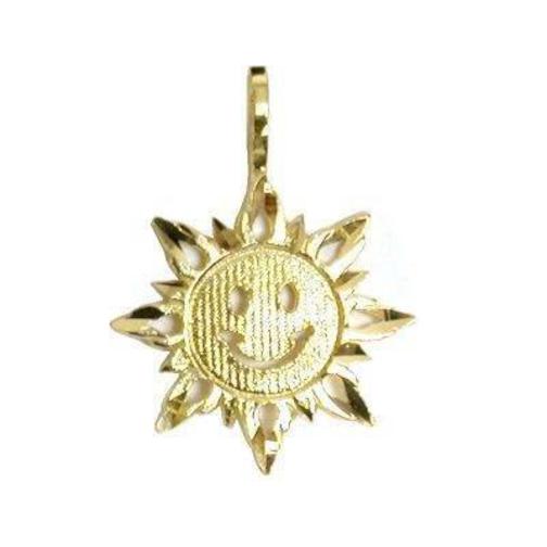 Sun Charm 19.5mm &#x26; 18&#x22; Chain 14k Gold