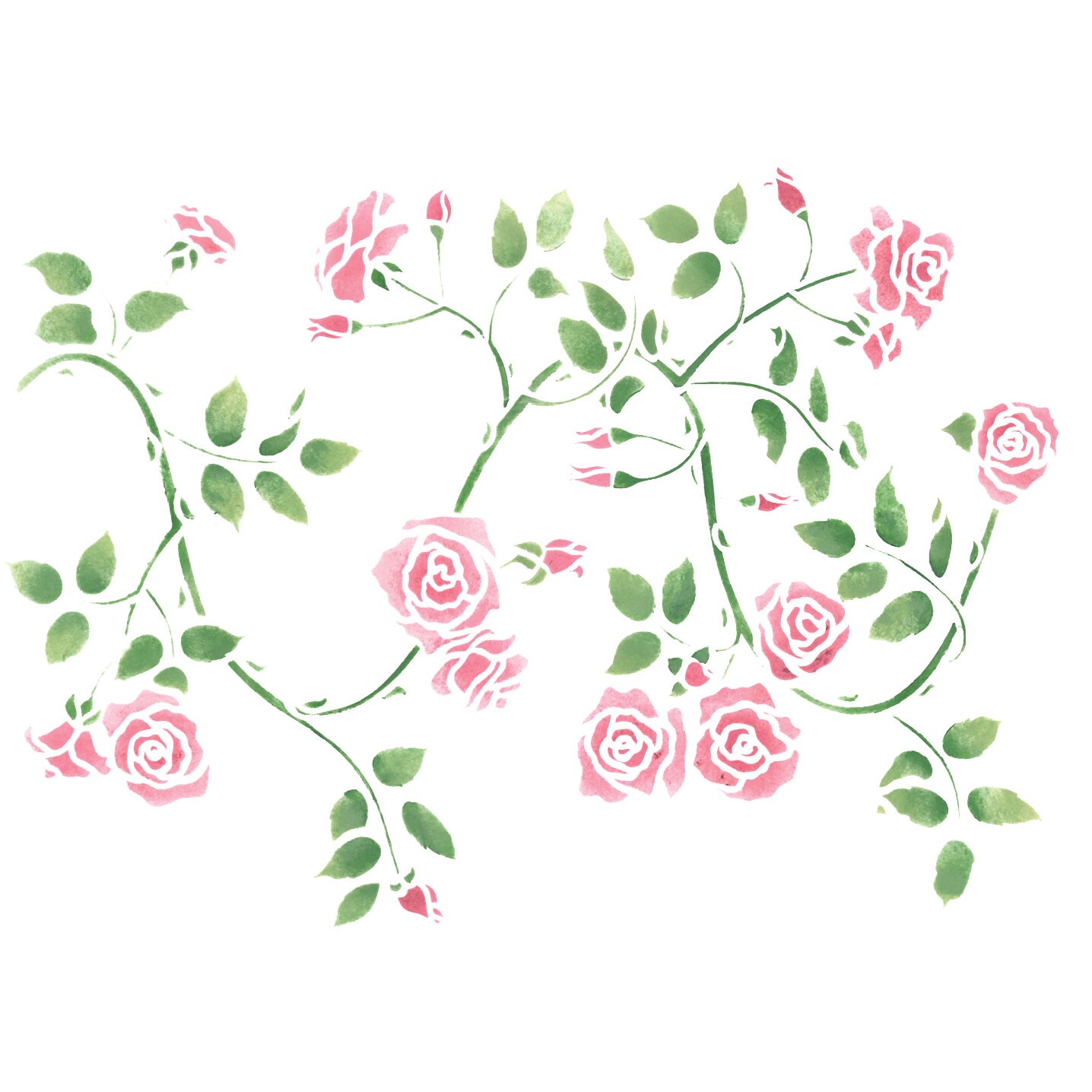 Twisting Rose Wall Stencil Border | 1002 by Designer Stencils | Floral Stencils | Reusable Art Craft Stencils for Painting on Walls, Canvas, Wood | Reusable Plastic Paint Stencil for Home Makeover | Easy to Use &#x26; Clean Art Stencil