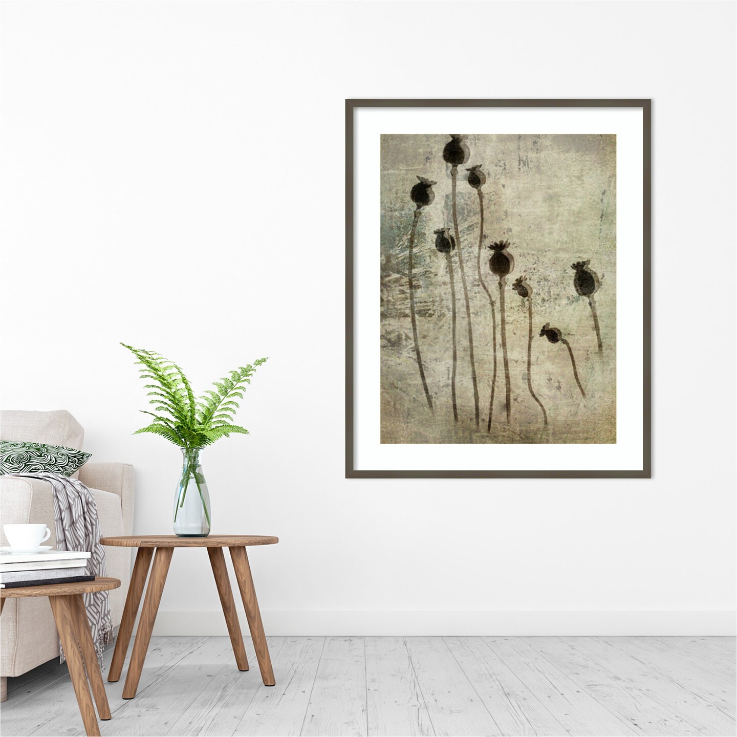 Poppy seedlings by Nel Talen Wood Framed Wall Art Print 33 in. W x 41 in. H