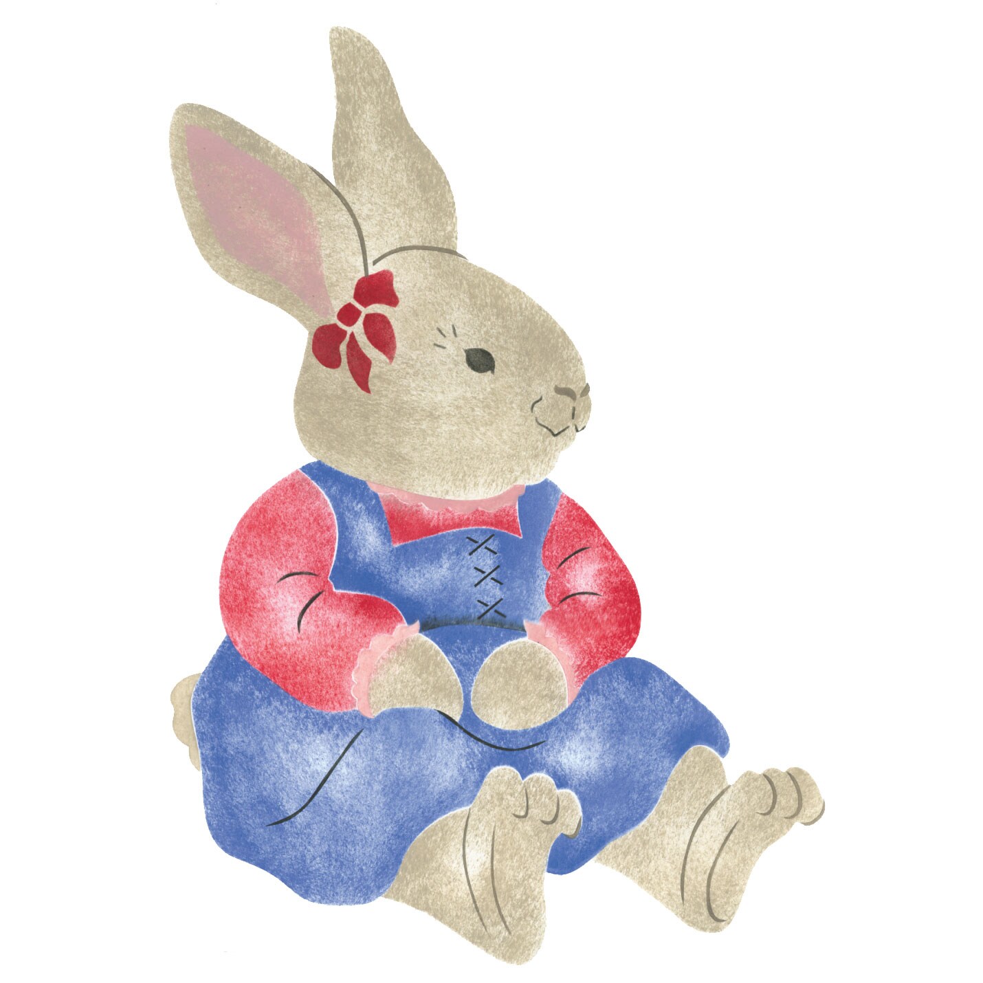 Sitting Girl Bunny Wall Stencil | 1896 by Designer Stencils | Animal &#x26; Nature Stencils | Reusable Art Craft Stencils for Painting on Walls, Canvas, Wood | Reusable Plastic Paint Stencil for Home Makeover | Easy to Use &#x26; Clean Art Stencil