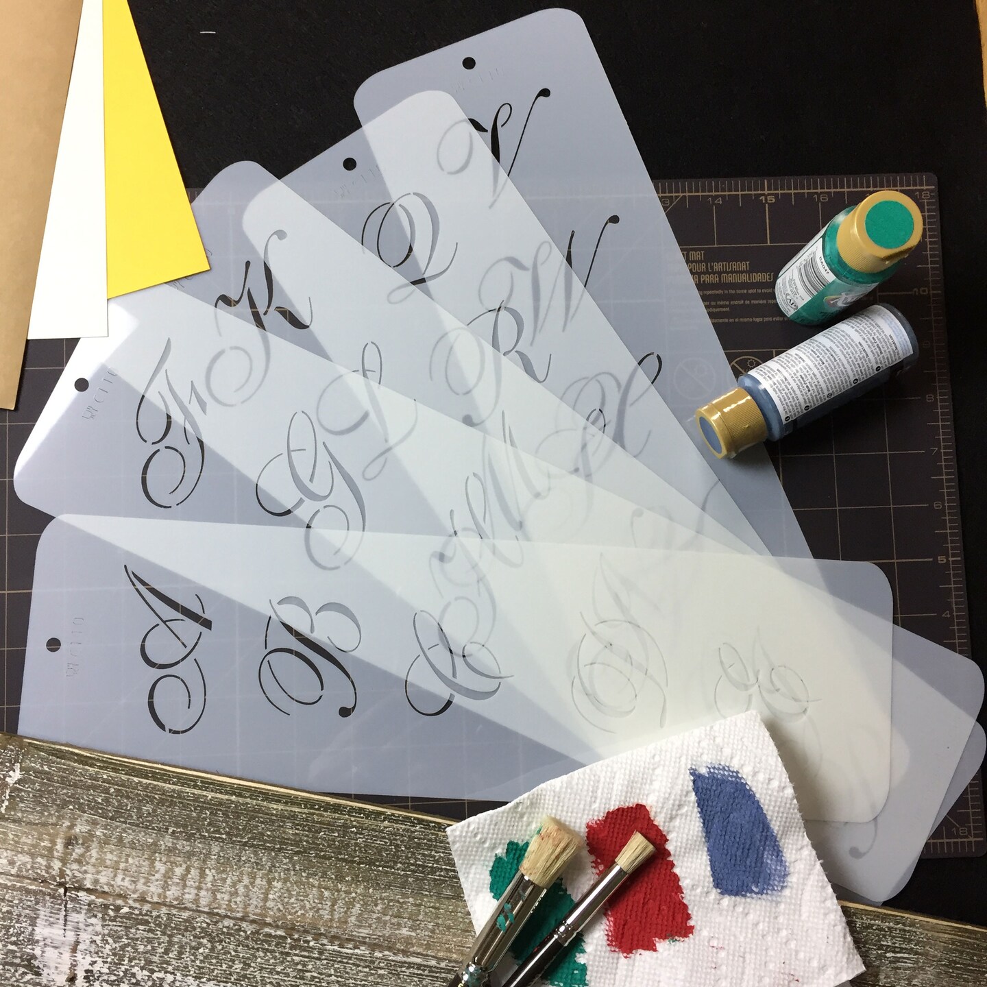 1.75-Inch Script Monogram Cake Stencil | C110 by Designer Stencils | Cake Decorating Tools | Baking Stencils for Royal Icing, Airbrush, Dusting Powder | Reusable Plastic Food Grade Stencil for Cakes | Easy to Use & Clean Cake Stencil