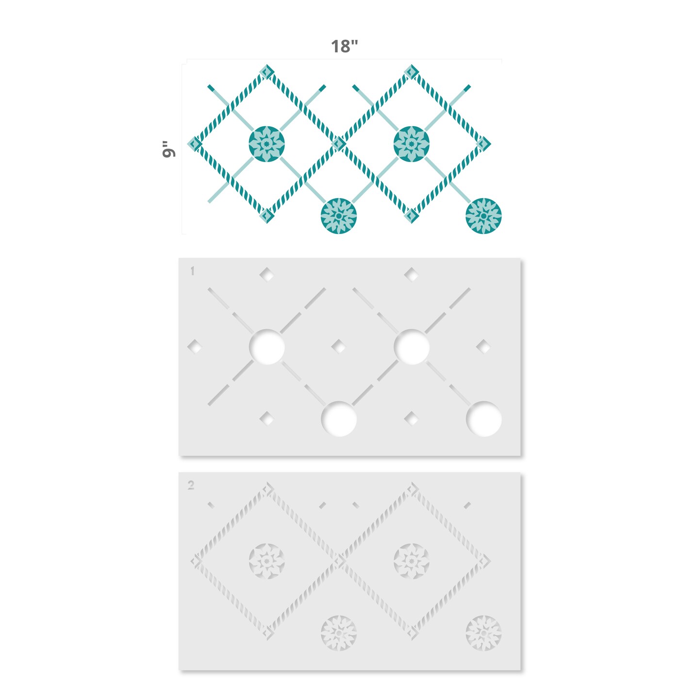 Rosette Grid Wallpaper Wall Stencil | 2458 by Designer Stencils | Pattern Stencils | Reusable Stencils for Painting | Safe & Reusable Template for Wall Decor | Try This Stencil Instead of a Wallpaper | Easy to Use & Clean Art Stencil Pattern