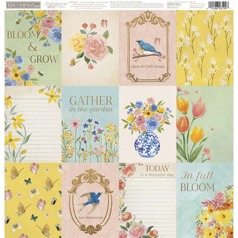 Floral Tiles Paper - Antique Garden - K &#x26; Company
