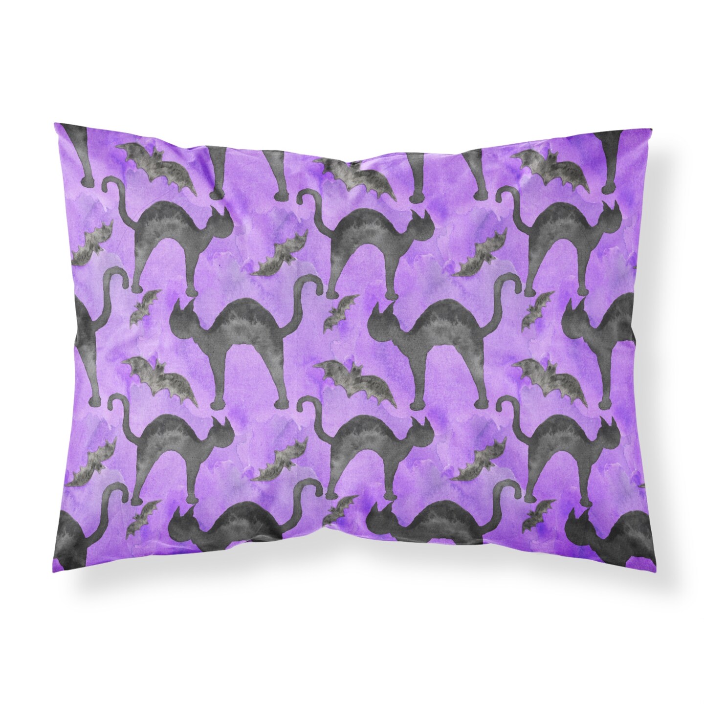 &#x22;Caroline&#x27;s Treasures Watercolor Halloween Black Cats on Purple Pillowcase, Standard, Multicolor&#x22;