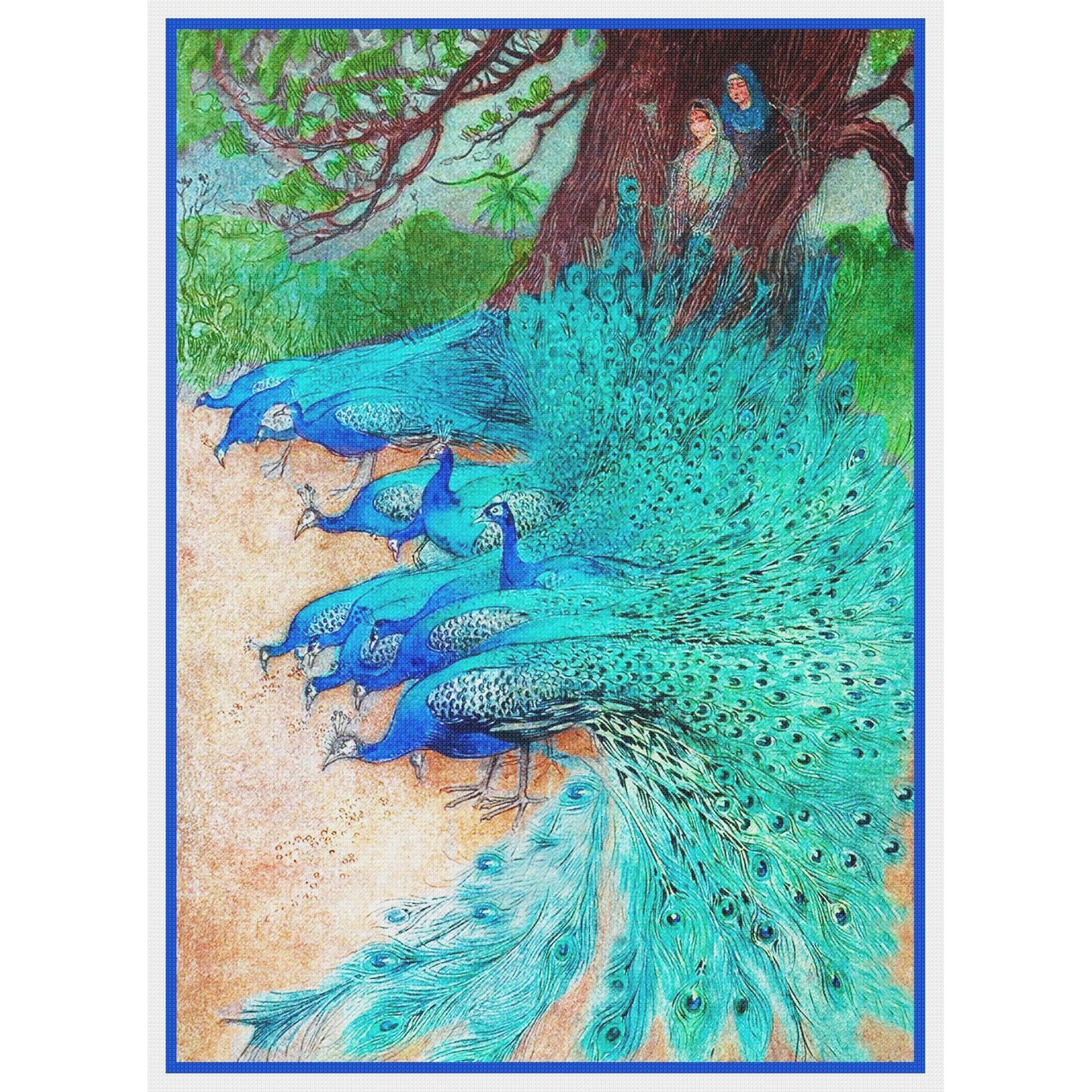 A Muster Of Peacock Birds by Warwick Goble Counted Cross Stitch Pattern