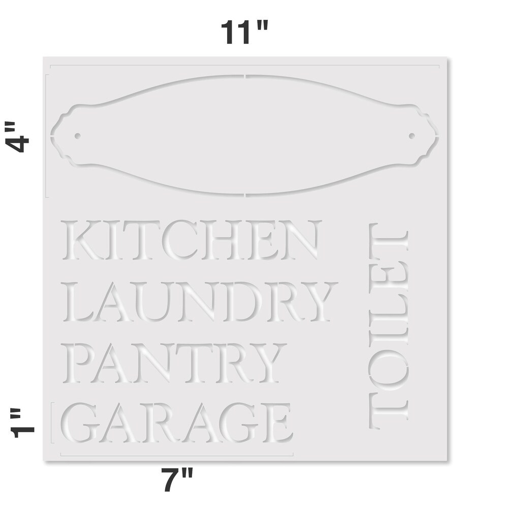 Door Plaques Embossing 12 x 12 Stencil | FS033 by Designer Stencils | Word &#x26; Phrase Stencils | Reusable Stencils for Painting on Wood, Wall, Tile, Canvas, Paper, Fabric, Furniture, Floor | Reusable Stencil for Home Makeover | Easy to Use &#x26; Clean