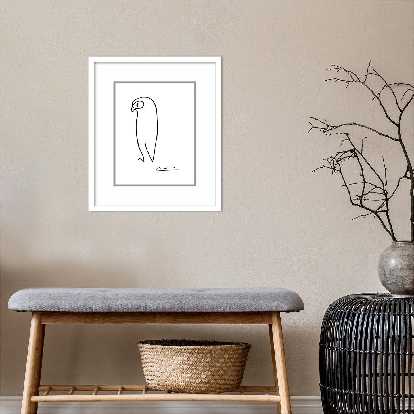 Owl by Pablo Picasso Wood Framed Wall Art Print
