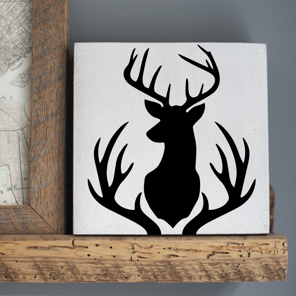 Buck Mount and Antlers Embossing 12 x 12 Stencil | FS044 by Designer Stencils | Animal &#x26; Nature Stencils | Reusable Stencils for Painting on Wood, Wall, Tile, Canvas, Paper, Fabric, Furniture, Floor | Reusable Stencil for Home Makeover