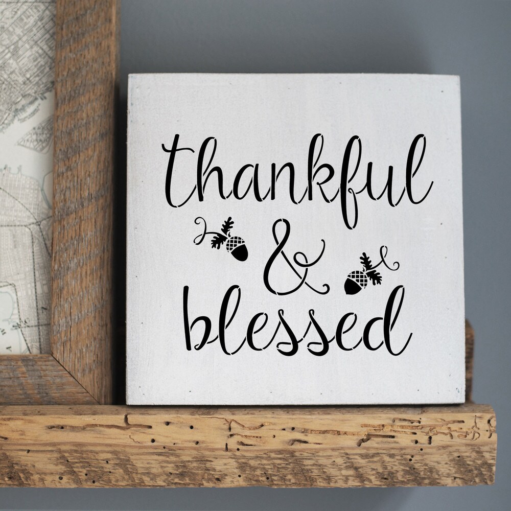 Thankful & Blessed Embossing 12 x 12 Stencil | FS097 by Designer Stencils |