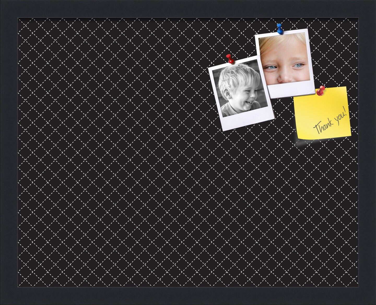 PinPix Custom Bulletin Board Black Diamond Poster Board Has a Fabric Style Canvas Finish, Framed in Satin Black, by ArtToFrames (PinPix-120)