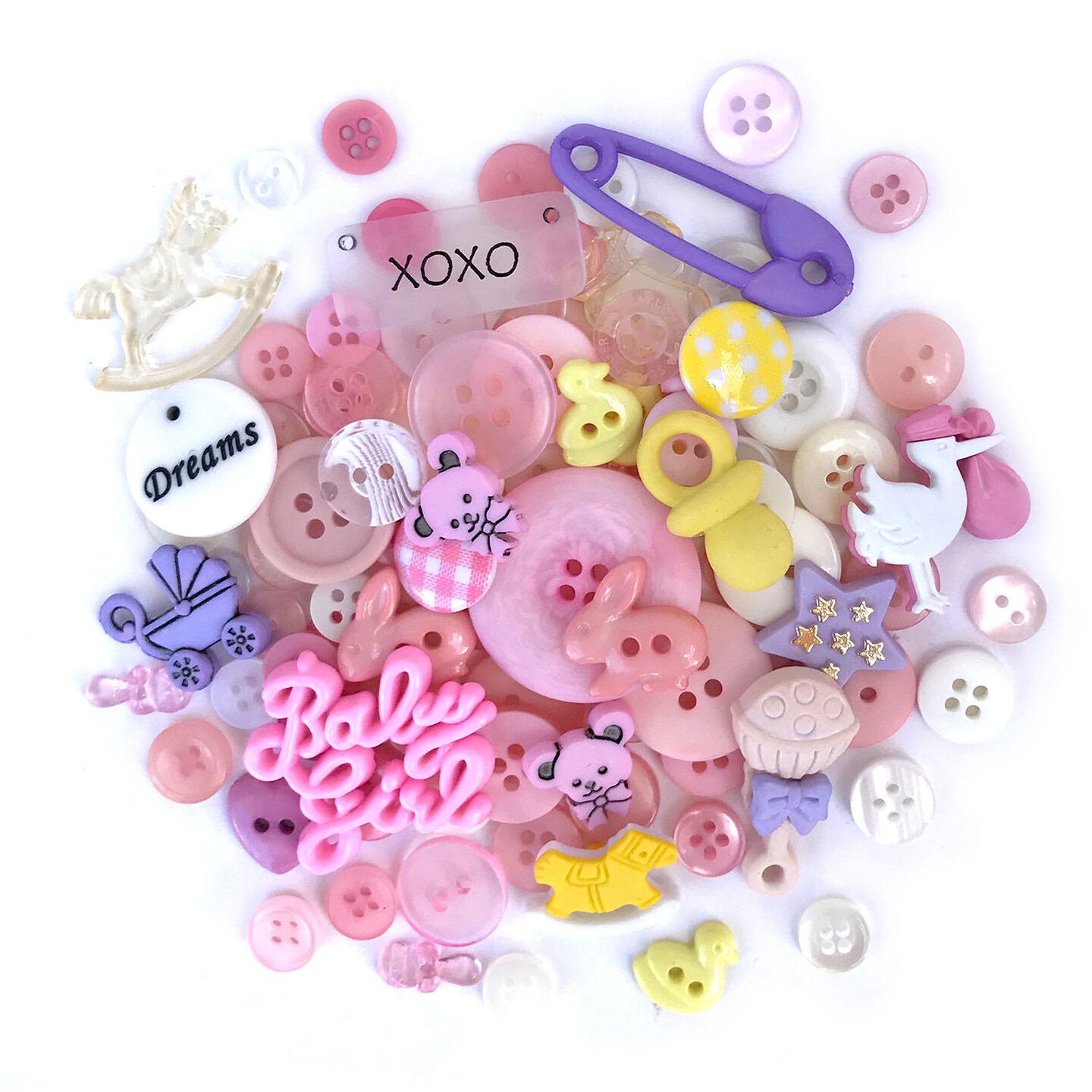 Buttons Galore and More 50+ Novelty Buttons for Sewing & Craft – Baby Girl Theme Buttons