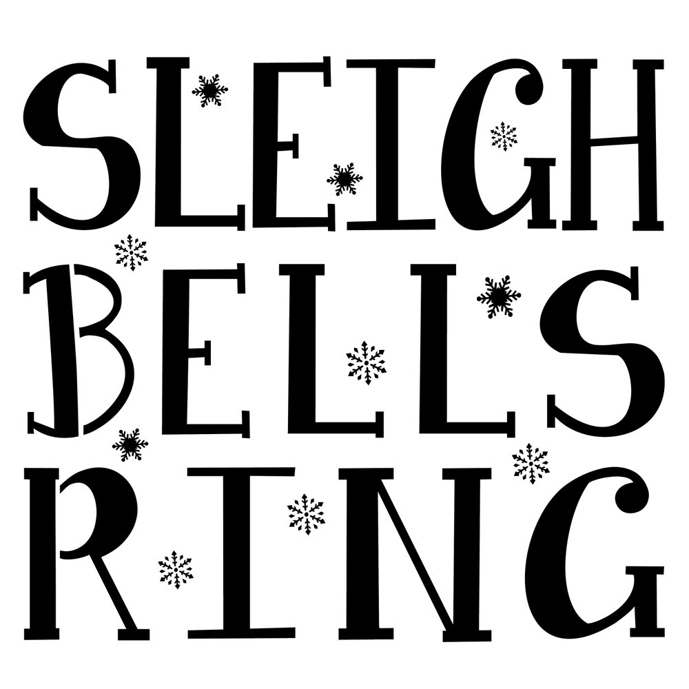 Sleigh Bells Ring Embossing 12 x 12 Stencil | FS093 by Designer Stencils | Word &#x26; Phrase Stencils | Reusable Stencils for Painting on Wood, Wall, Tile, Canvas, Paper, Fabric, Furniture, Floor | Reusable Stencil for Home Makeover | Easy to Use &#x26; Clean