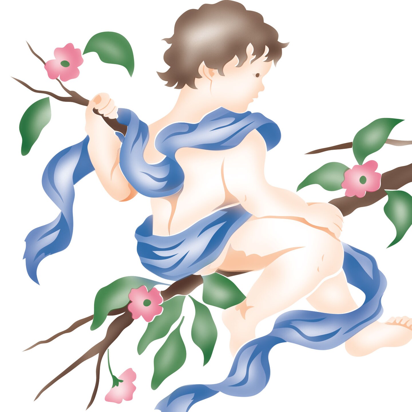 Large Cherub in Profile Wall Stencil | 1927 by Designer Stencils | Reusable Art Craft Stencils for Painting on Walls, Canvas, Wood | Reusable Plastic Paint Stencil for Home Makeover | Easy to Use &#x26; Clean Art Stencil