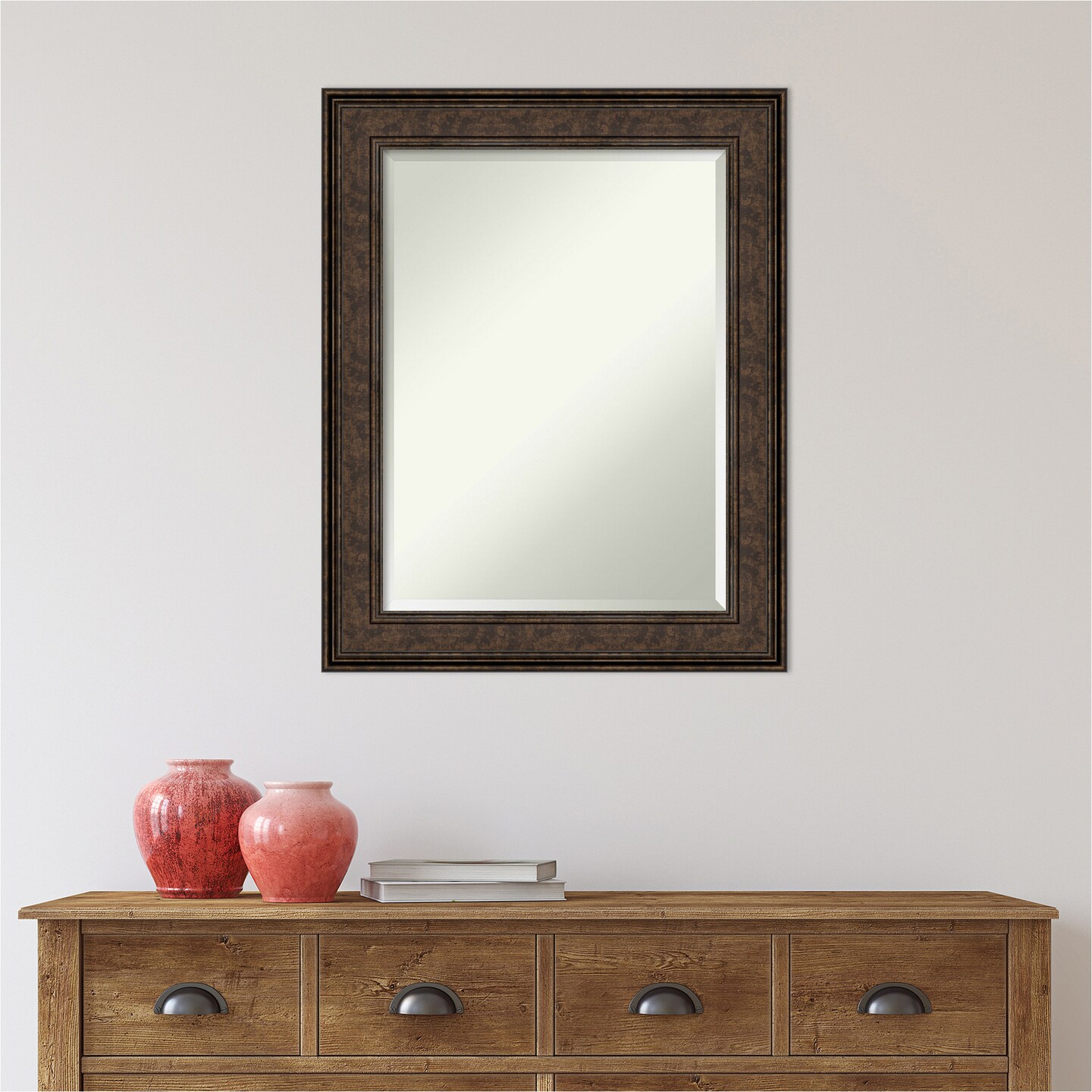 Beveled Bathroom Wall Mirror, Ridge Frame