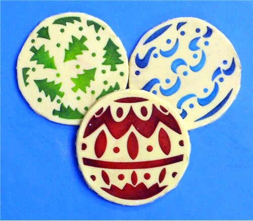Mini Christmas Balls Cookie & Cupcake Stencils | C244 by Designer Stencils | Cookie Decorating Tools | Baking Stencils for Royal Icing, Airbrush, Dusting Powder | Reusable Plastic Food Grade Stencil for Cookies | Easy to Use & Clean Cookie Stencil