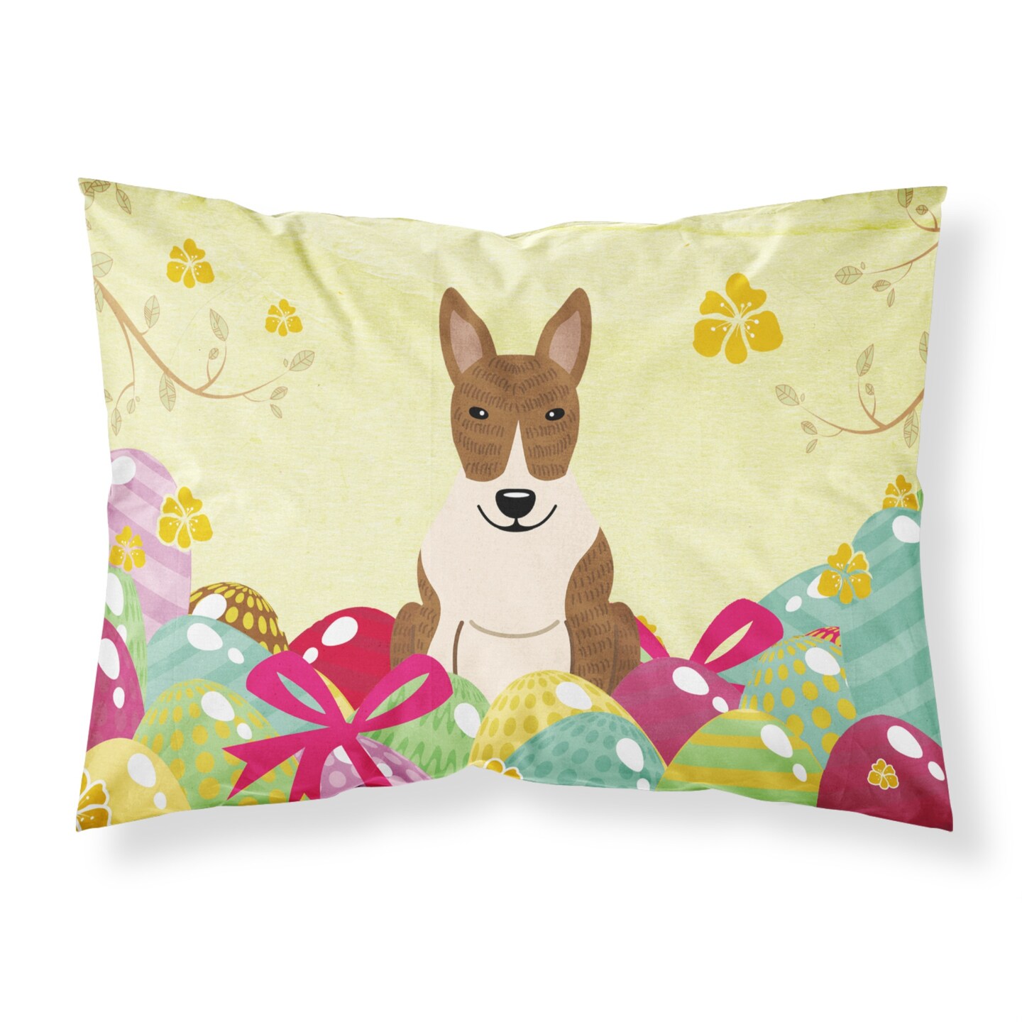 Easter Eggs Bull Terrier Brindle Fabric Standard Pillowcase