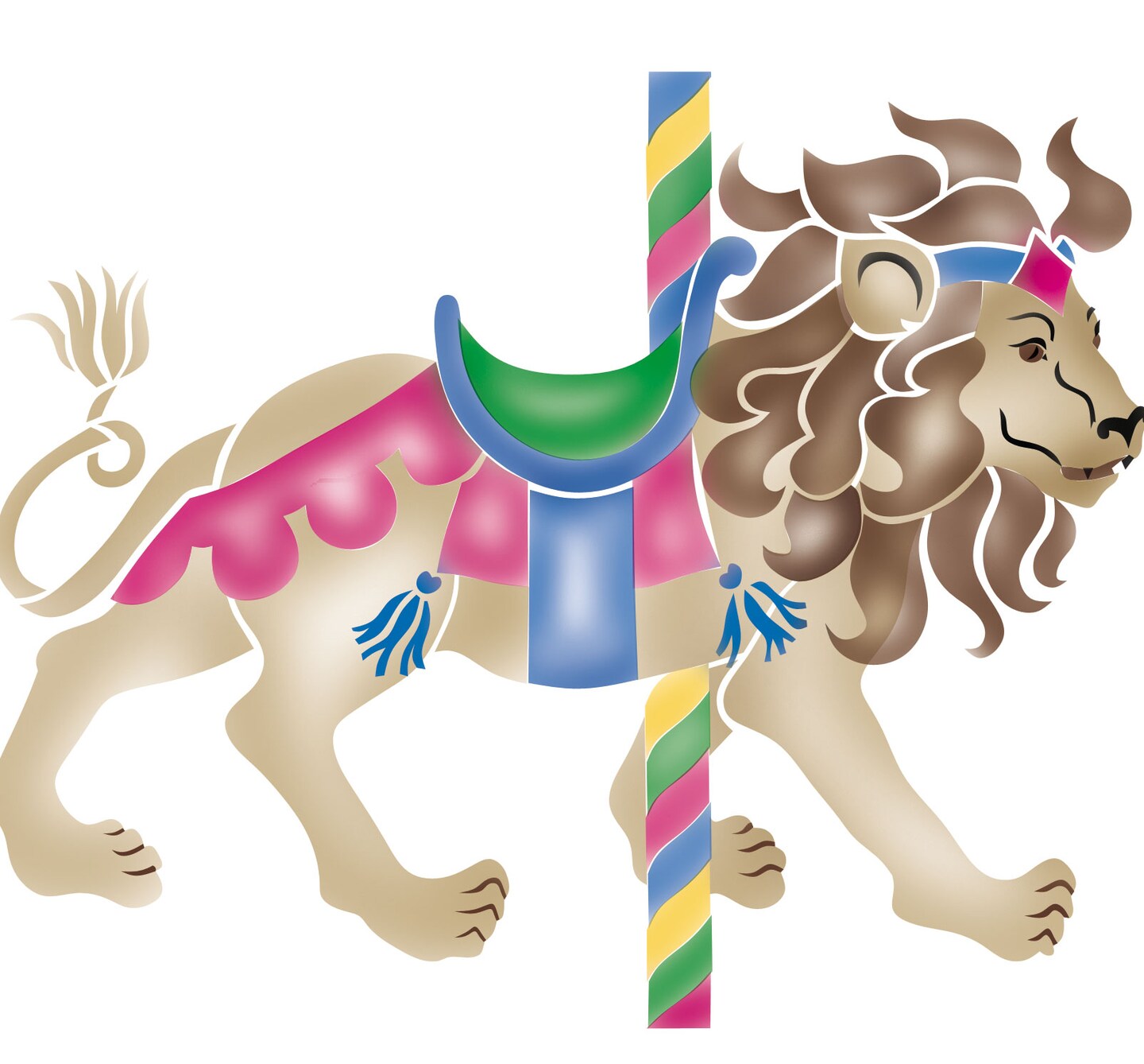 Carousel Lion Wall Stencil | 1686 by Designer Stencils | Reusable Art Craft Stencils for Painting on Walls, Canvas, Wood | Reusable Plastic Paint Stencil for Home Makeover | Easy to Use &#x26; Clean Art Stencil