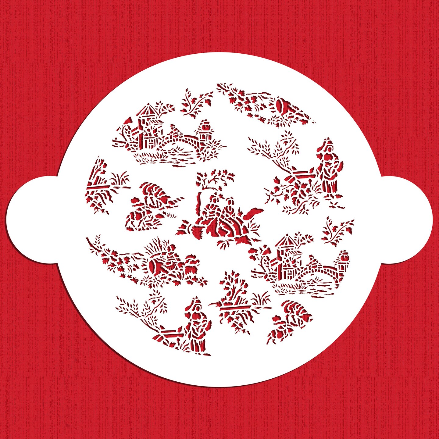 Small French Toile Cake Stencil | C163 by Designer Stencils | Cake Decorating Tools | Baking Stencils for Royal Icing, Airbrush, Dusting Powder | Reusable Plastic Food Grade Stencil for Cakes | Easy to Use & Clean Cake Stencil