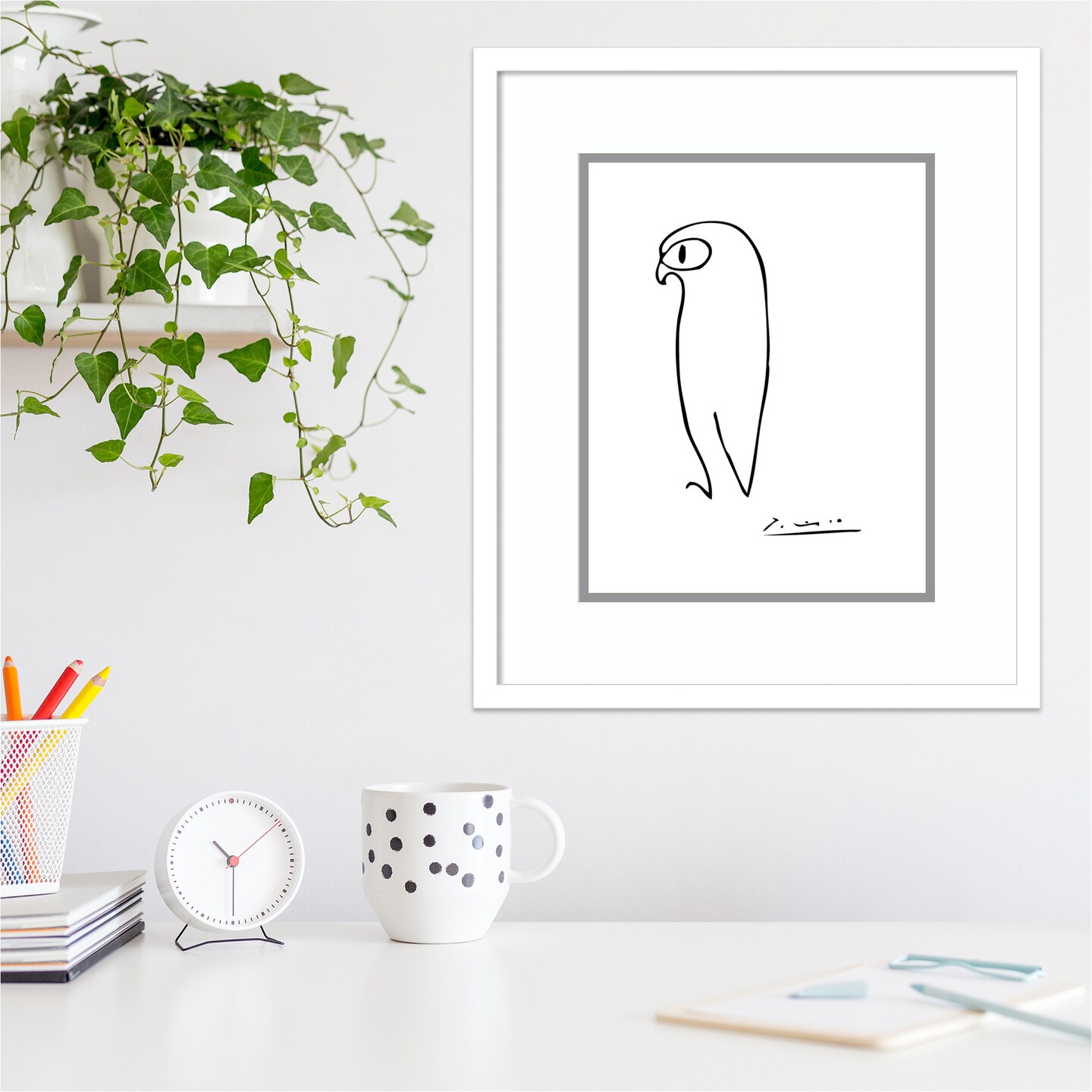 Owl by Pablo Picasso Wood Framed Wall Art Print