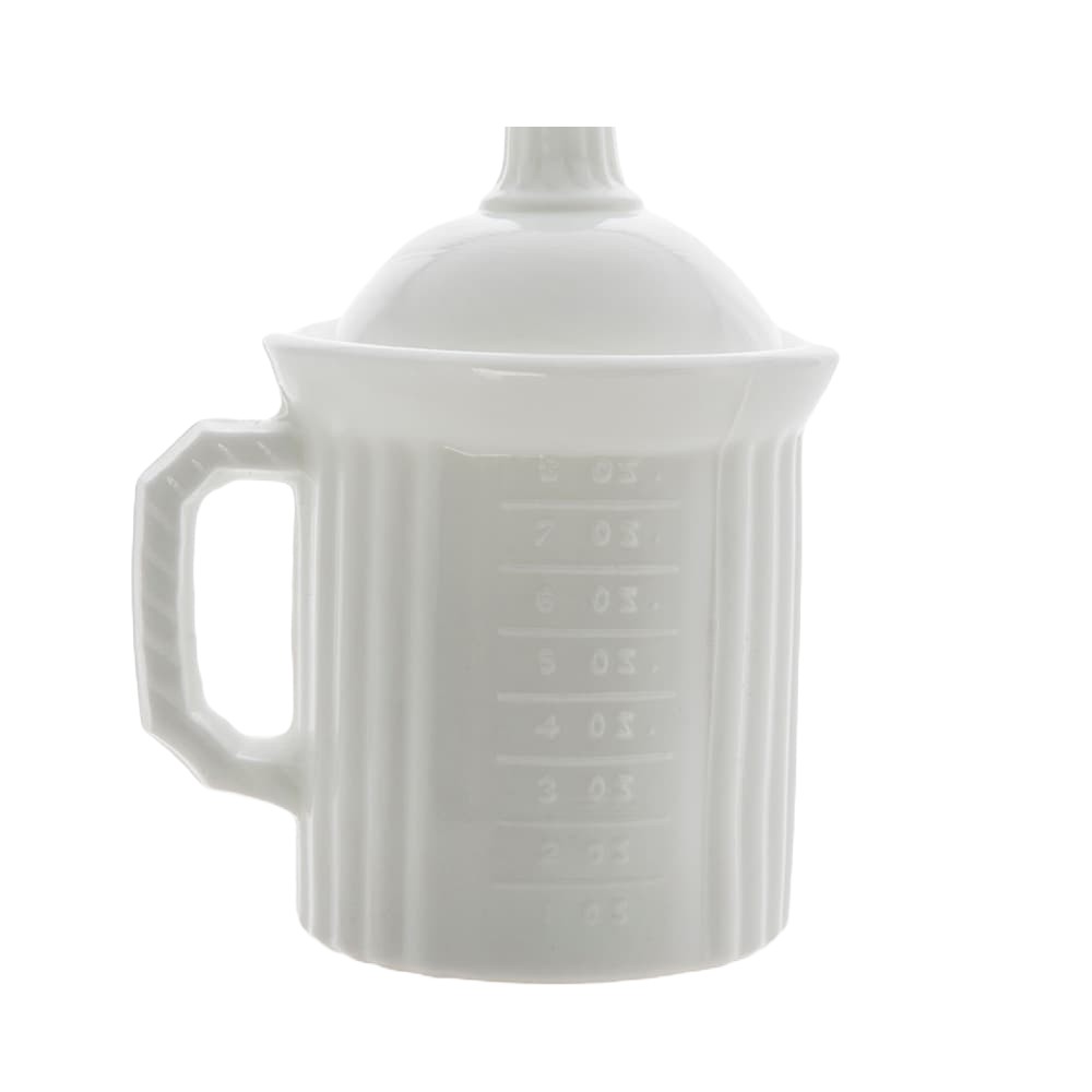 Mosser Glass Old Fashioned Measuring Jar with Lid Ounces and Cups White