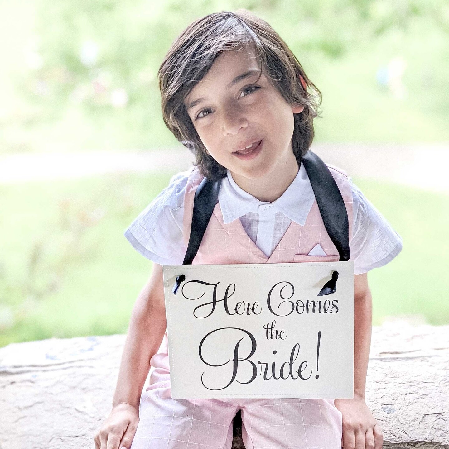 Ring Bearer Sign - "Here Comes the Bride" - Black & White | Ritzy Rose