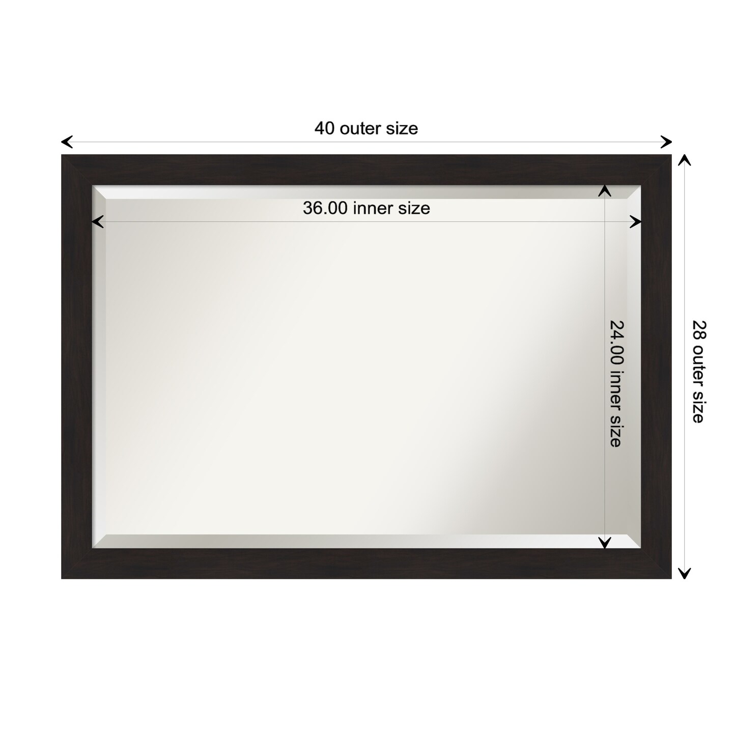 Beveled Bathroom Wall Mirror, Furniture Espresso Narrow Frame