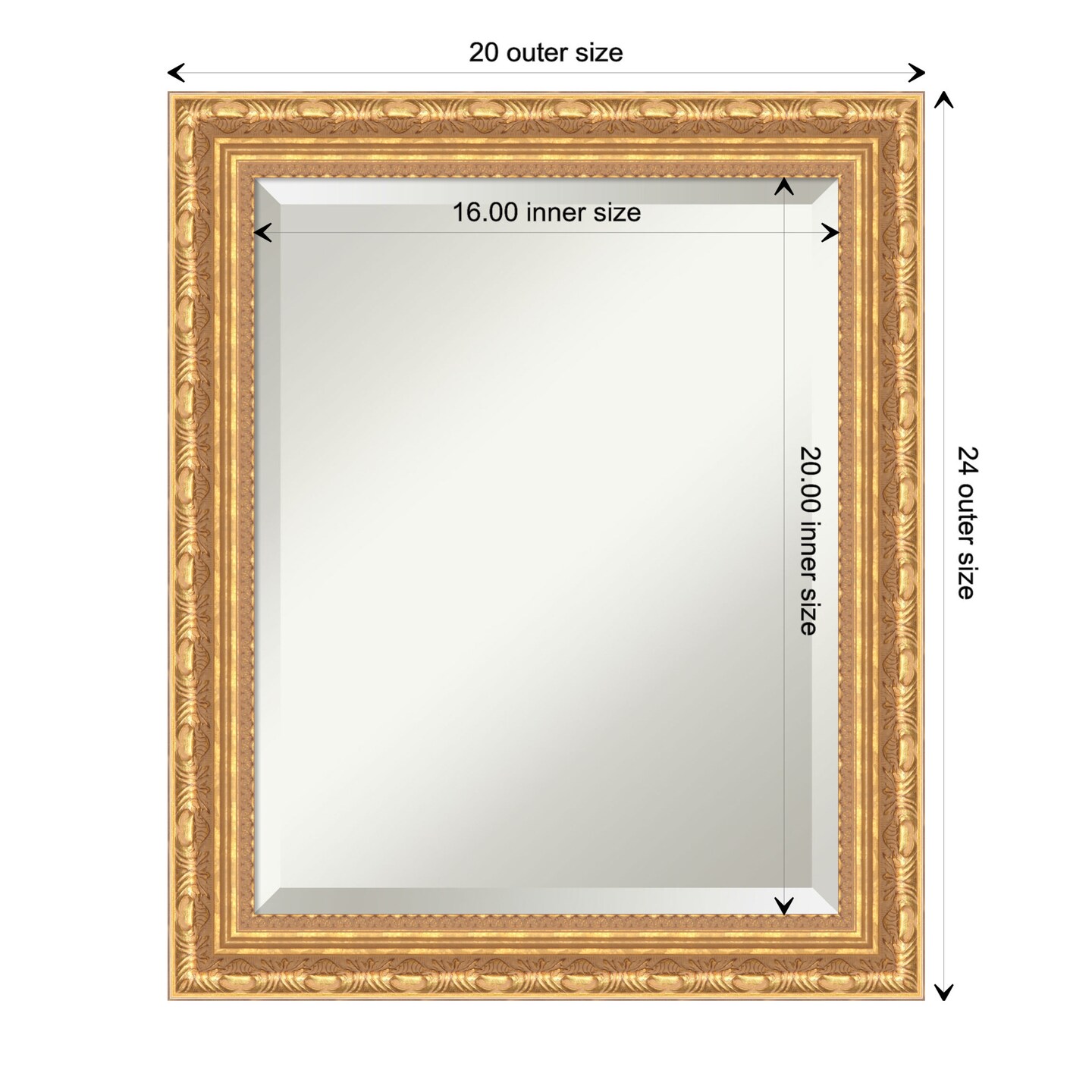 Beveled Wood Bathroom Wall Mirror, Versailles Gold Frame 