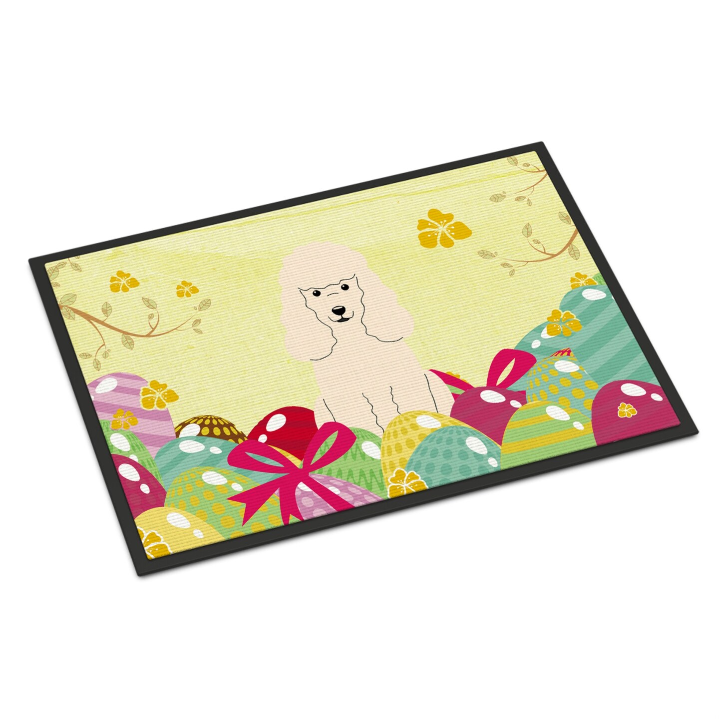 &#x22;Caroline&#x27;s Treasures BB6070MAT Easter Eggs Poodle White Indoor or Outdoor Mat 18x27, 18H X 27W, Multicolor doormats&#x22;