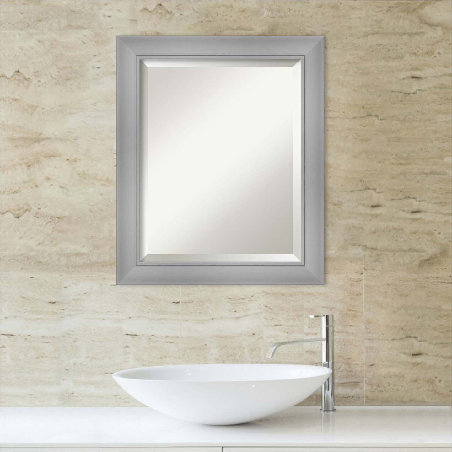 Beveled Bathroom Wall Mirror, Flair Frame