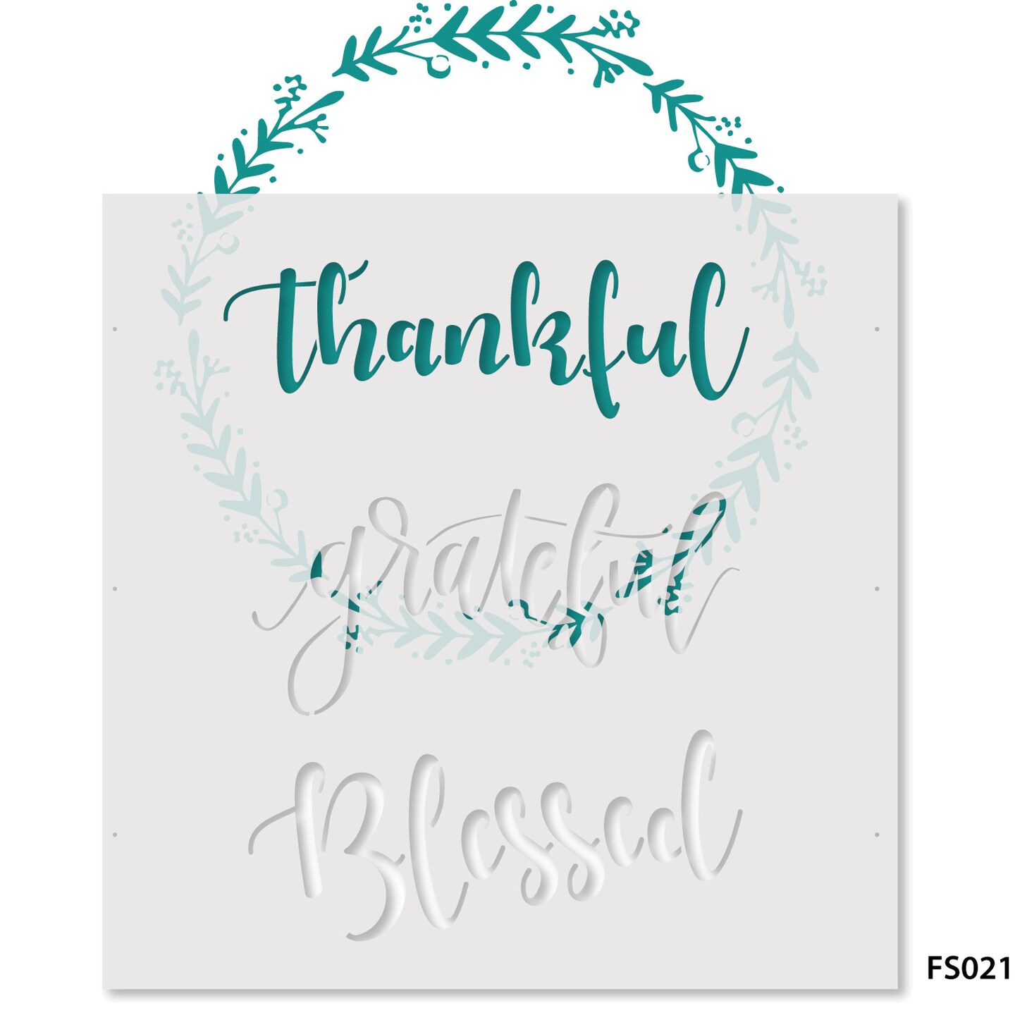 Thankful, Grateful, Blessed Embossing 12 x 12 Stencil | FS021 by Designer Stencils | Word &#x26; Phrase Stencils | Reusable Stencils for Painting on Wood, Wall, Tile, Canvas, Paper, Fabric, Furniture, Floor | Stencil for Home Makeover