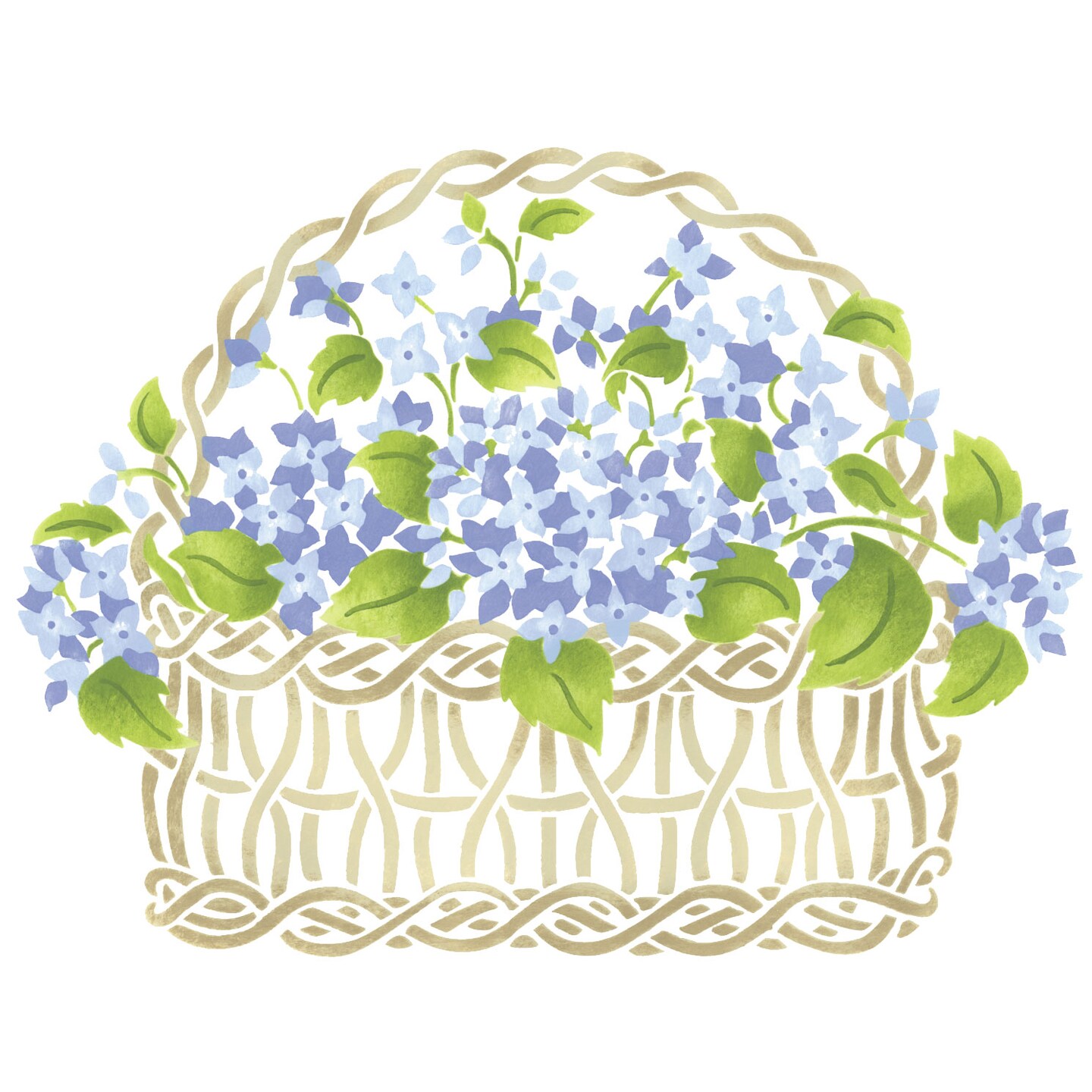 Hydrangea Basket Wall Stencil 2027 by Designer Stencils Floral