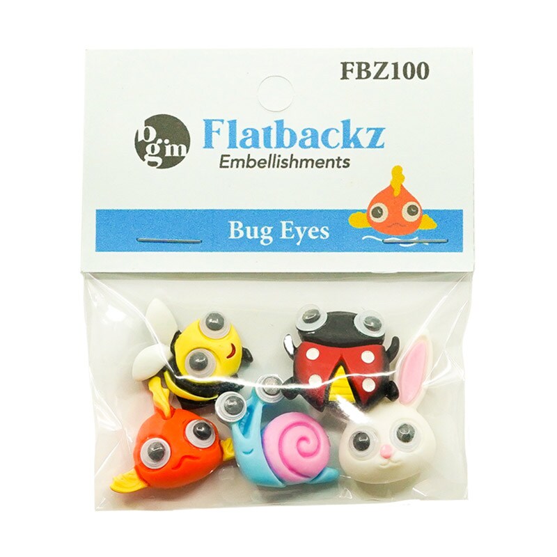 Buttons Galore Flatback Embellishments for Crafts - Bug Eyes - 15 Embellishments