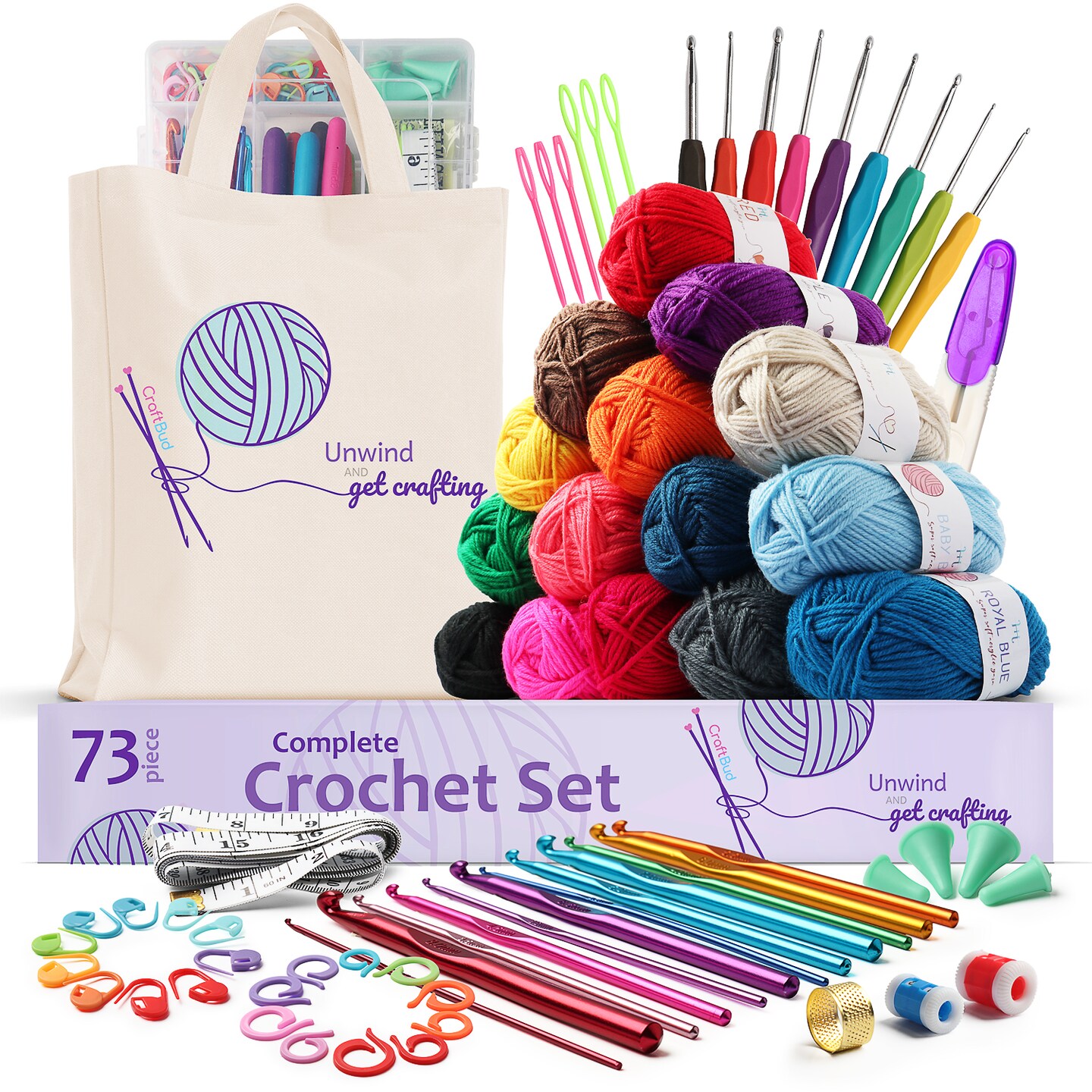 Knitting Crochet Markers with Plastic Box 20 Pcs Small + 20 Pcs