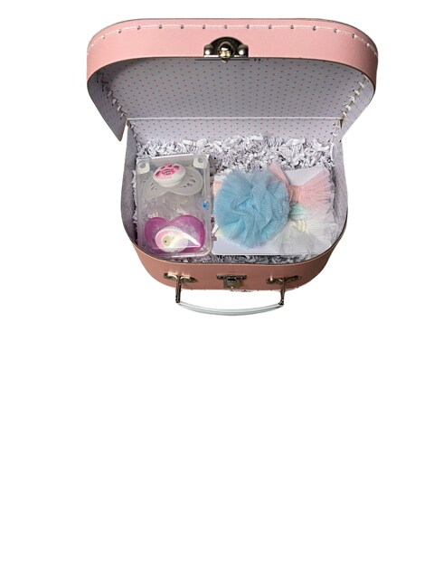 Small Decorative Storage Box - Baby Girl Gift Set - Bibs, Headbands, and/or Pacifiers